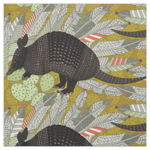 native armadillos gold fabric