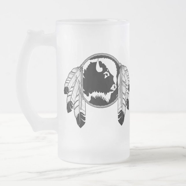 Native Art Beer Mug Wildlife Art Metis Glass Mug (Left)