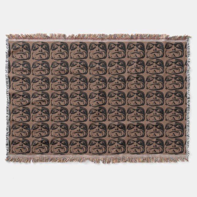 Native Art Blanket Tribal Mask Throw Blanket Gifts (Front)