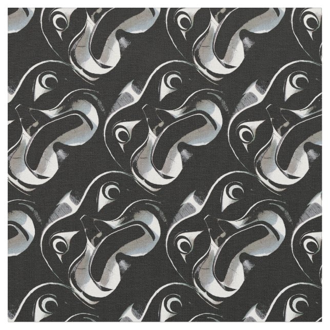 Native Art Fabric Haida First Nations Art Fabric (Close Up)