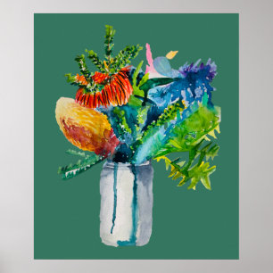 Native Australian Flowers watercolour Poster