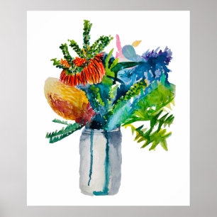 Native Australian Flowers watercolour Poster