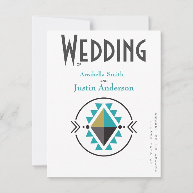 Native Aztec Symbol White Wedding  Invitation (Front)