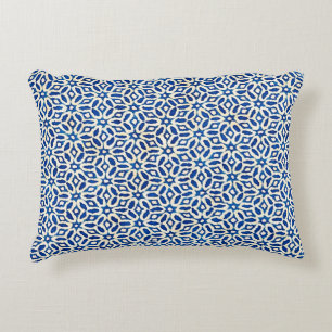 Native batik watercolor artistic blue and white pa decorative cushion