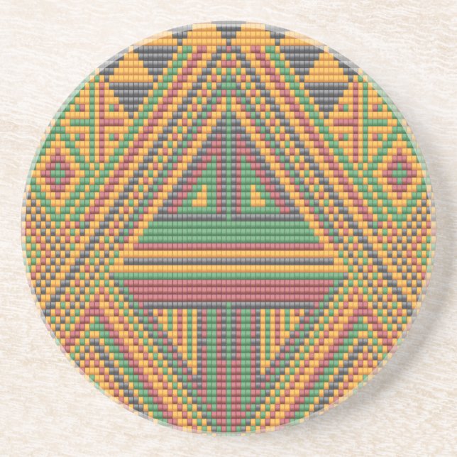 Native Beadwork Sandstone Coaster (Front)