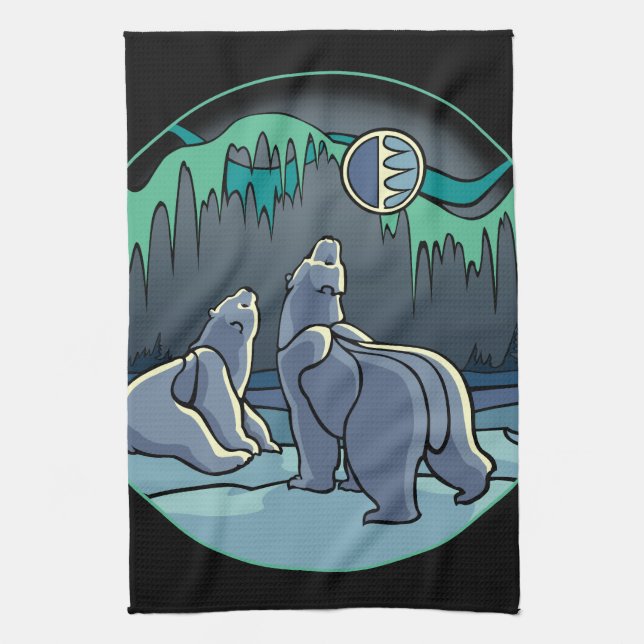 Native Bear Art Towel Polar Bear Tea Towel (Vertical)