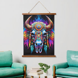 Native Bison Skull Hanging Tapestry