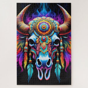 Native Bison Skull Jigsaw Puzzle