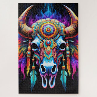 Native Bison Skull Jigsaw Puzzle