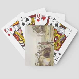 Native cabin, New Holland, plate 64 from 'Le Costu Playing Cards