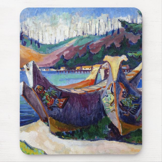 Native Canadian Emily Carr Painting War Canoes Mouse Mat (Front)