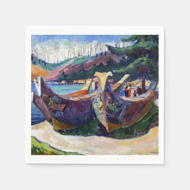 Native Canadian Emily Carr Painting War Canoes Napkin (Front)