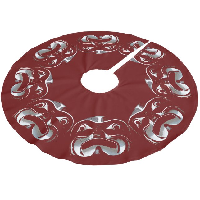 Native Christmas Tree Skirt Tribal Haida Decor (Angled)