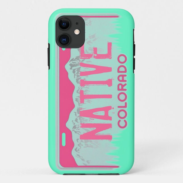 Native Colorado pink teal license plate iphone 5 Case-Mate iPhone Case (Back)