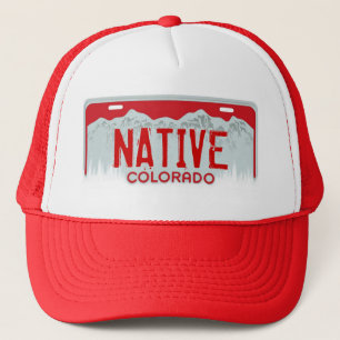 Native Colorado red license plate souvenir hat