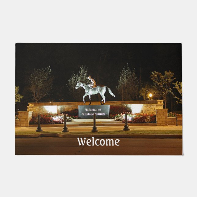 Native Dancer Horse Statue Saratoga Door Mat (Front)
