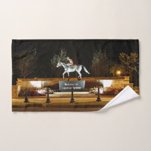 Native Dancer Horse Statue Saratoga Hand Towel