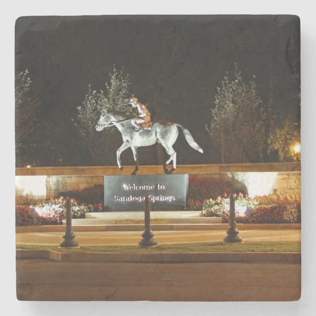 Native Dancer Horse Statue Saratoga Stone Coaster (Front)