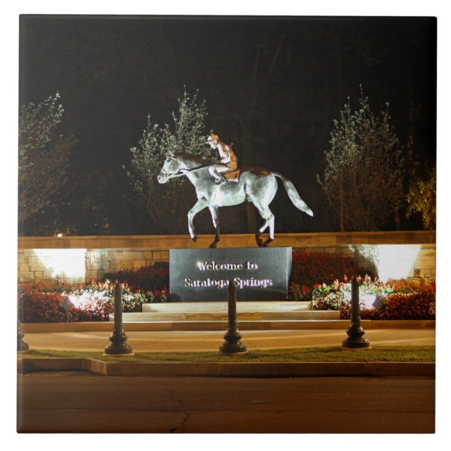 Native Dancer Statue Saratoga Ceramic Tile (Front)