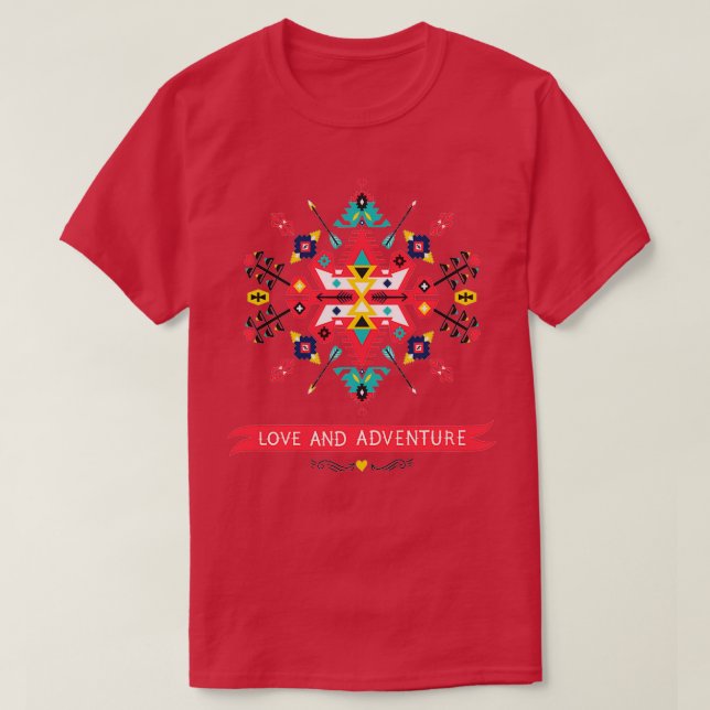 Native Decorative Red  T-Shirt (Design Front)