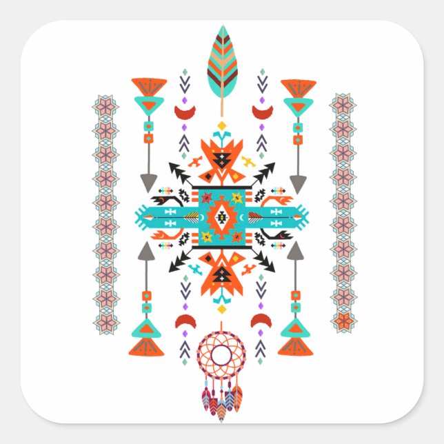 Native design square sticker (Front)