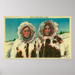 Native Eskimo Girls in AlaskaState Poster