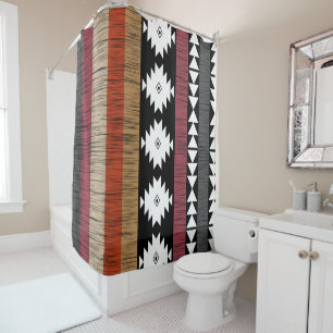 Native Ethnic Colorful Lines Pattern  Shower Curtain