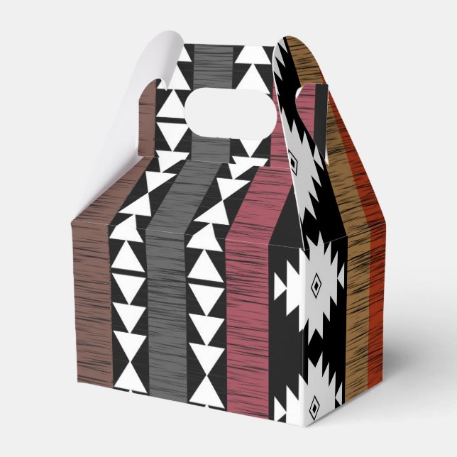 Native Ethnic Colourful Lines Pattern  Favour Box (Front Side)