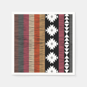 Native Ethnic Colourful Lines Pattern Napkin