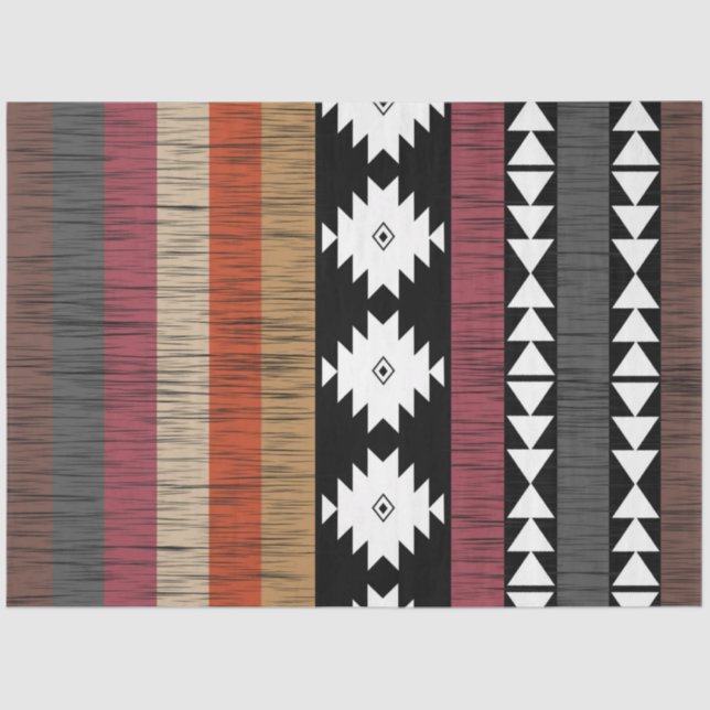 Native Ethnic Colourful Lines Pattern  Tissue Paper (Front)