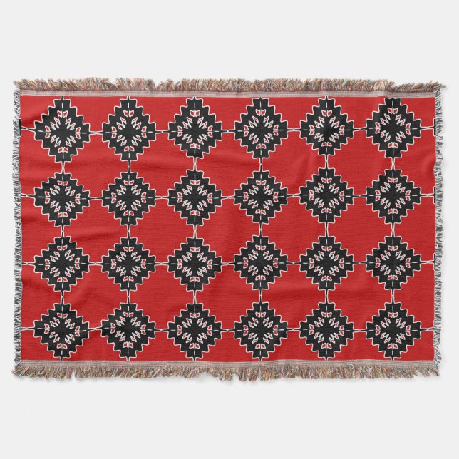 Native ethnic pattern throw blanket (Front)