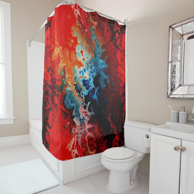 Native Fire Fractal Shower Curtain (In Situ)