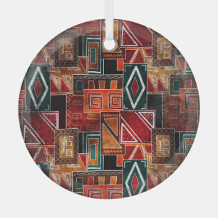 Native folk, grunge ornamental background. glass tree decoration