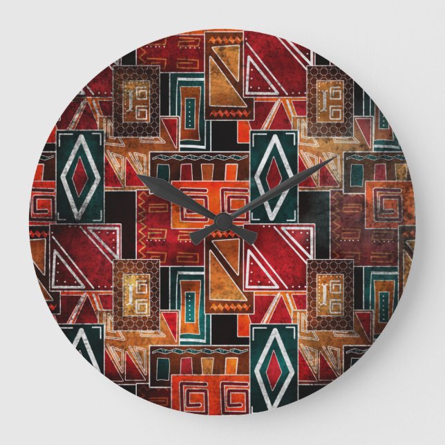 Native folk, grunge ornamental background. large clock (Front)