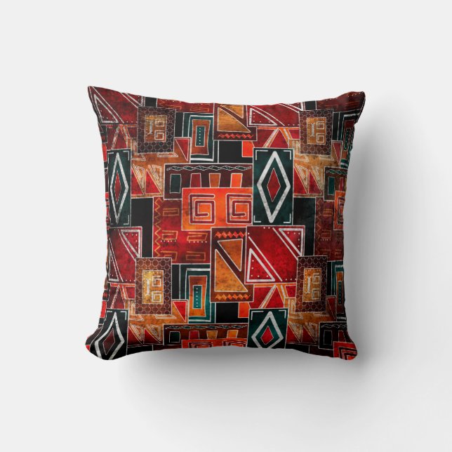 Native folk grunge ornamental pattern background cushion (Front)