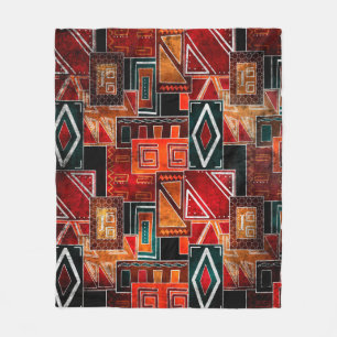 Native folk grunge ornamental pattern background fleece blanket