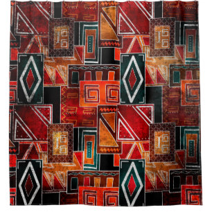 Native folk grunge ornamental pattern background shower curtain