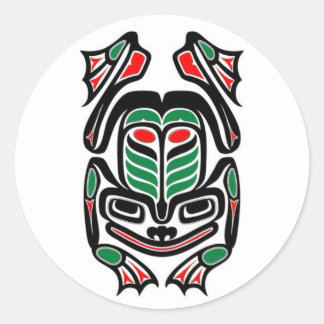 Native Haida Art Frog - black on white Classic Round Sticker