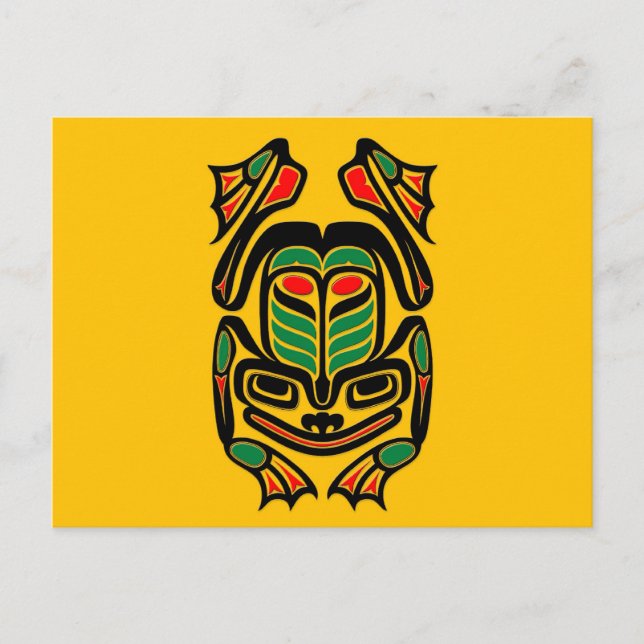 Native Haida Art Frog - black on yellow Postcard (Front)