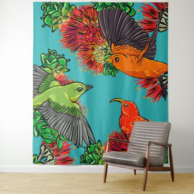 native hawaiian bird tapestry (In Situ)