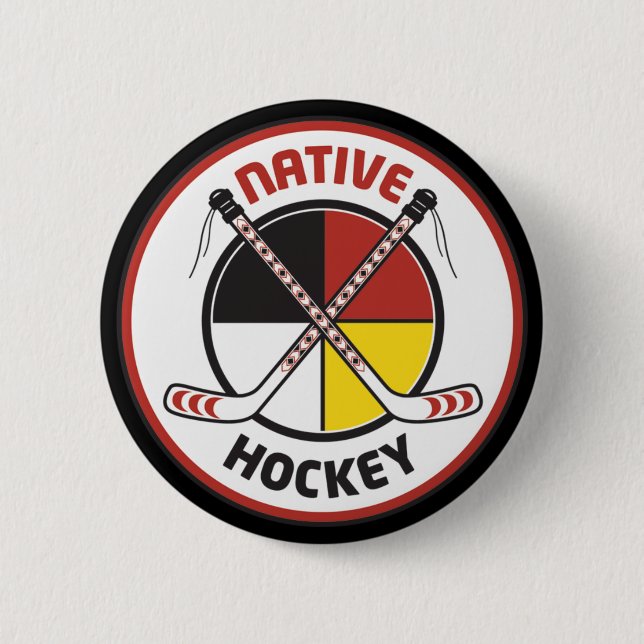 Native Hockey Fan Button (Front)
