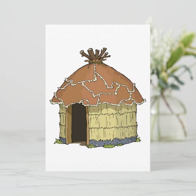 Native Hut Home Invitations (Standing Front)