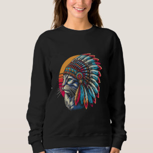 Native Indian American Cat Headdress Men Women Kid Sweatshirt