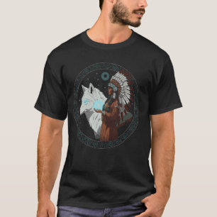 Native Indian American Day Pride Tribal Wolf Ameri T-Shirt