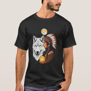 Native Indian American Day Pride Tribal Wolf Ameri T-Shirt