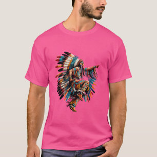 Native Indian Cherokee Tribe Chief Feather Headd T-Shirt