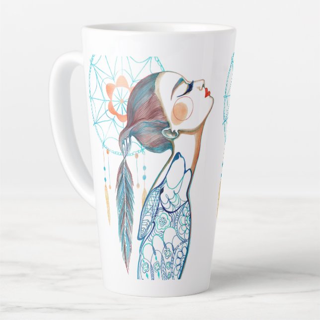 Native Indian Lady Art Mug (Left Angle)