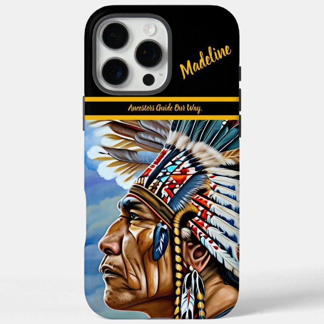 Native Indian Warrior Gazes  Case-Mate iPhone Case (Back)