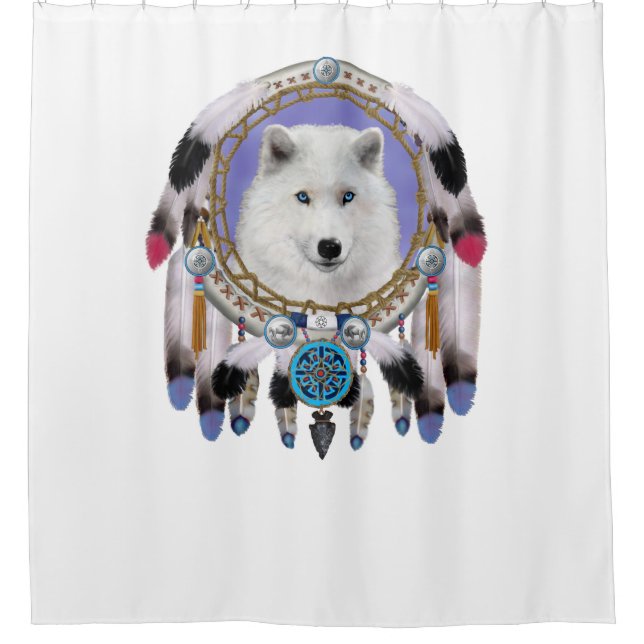 Native Indian Wolf Spirit Shower Curtain (Front)