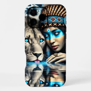 Native Indian Woman and Loyal Lion iPhone 16 Pro Max Case